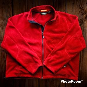 Eddie Bauer Full Zip Men's Fleece PolarTec WindPro Red Jacket XXL Pockets